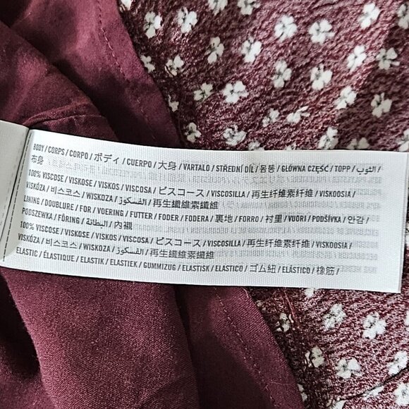 Abercrombie & Fitch Wrap Dress Women PL Wine Beige Mini Lined Ties Dainty Floral - Picture 13 of 16